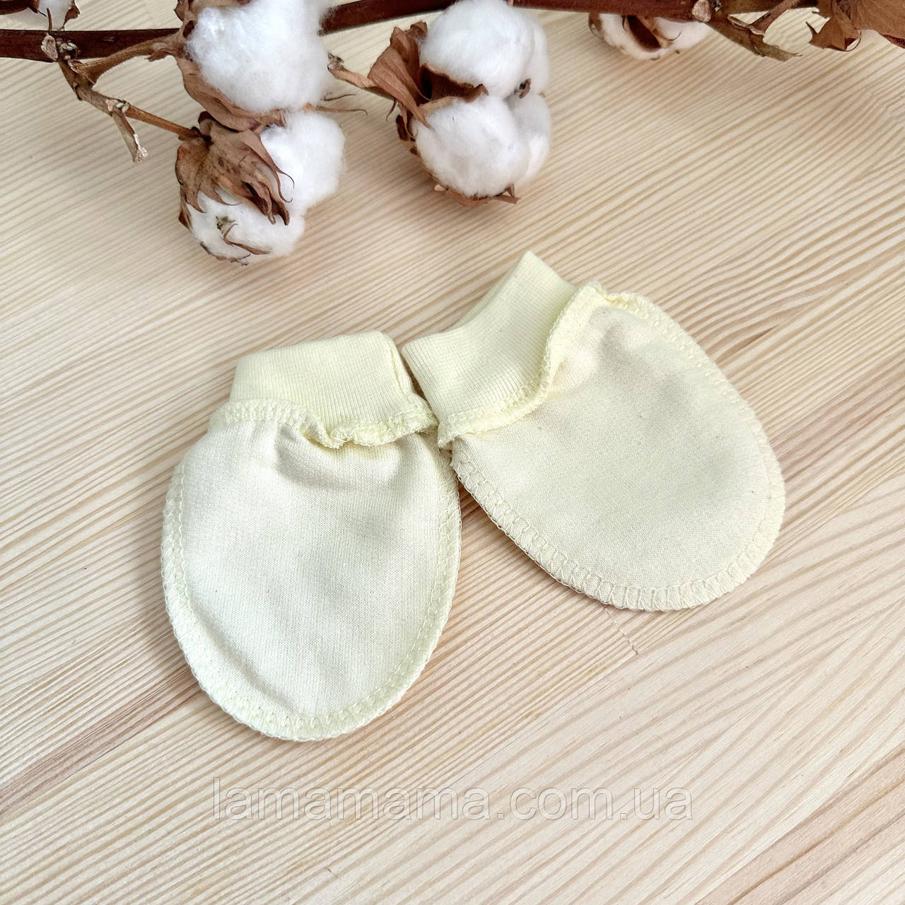 Теплі царапки на руки для новонароджених (футер з начосом) Жовтий 0-3М Minikin, фото 1