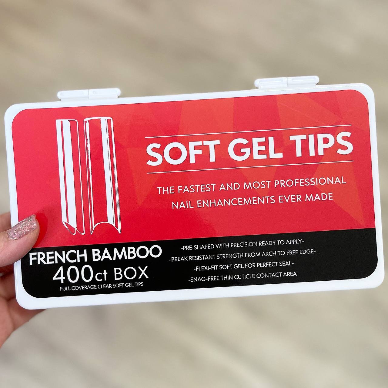 Гелеві типси Soft Gel Tips French Bamboo (Довгий квадрат вільний край) Упаковка 400 шт