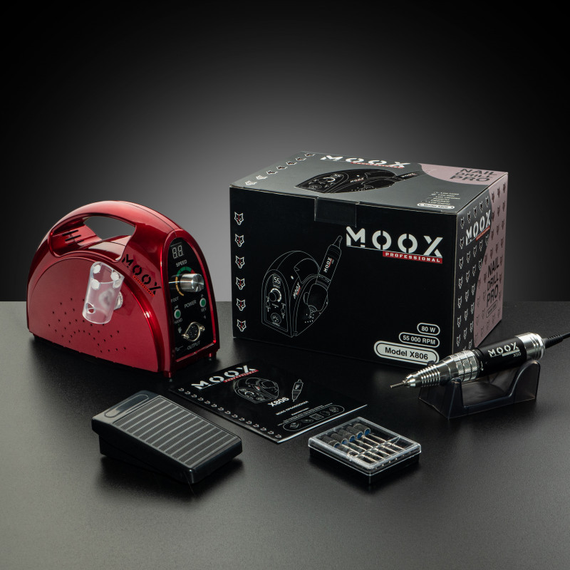 Фрезер Moox Professional X806 для манікюру та педикюру на 55 000 об./хв. та 80W. (Червоний), фото 1