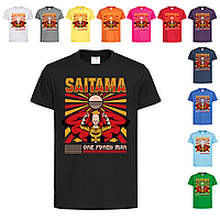Черная детская футболка Ванпанчмен Сайтама (5-20-4)