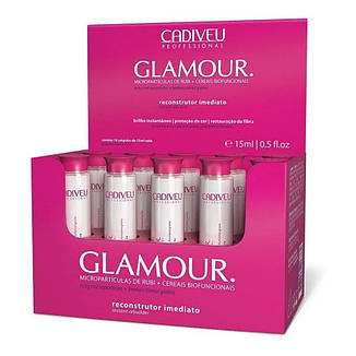 Відновлюючі ампули Cadiveu Glamour Plus - Instant Rebuilder Vial упаковка (10 ампул по 15 мл), фото 1