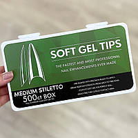 Гелевые типсы  Soft Gel Tips Medium Stiletto (Средний стилет свободный край) Упаковка 500 шт