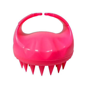 Щітка-масажер для миття шкіри голови полімерна з силіконовими зубчиками (червоний)
