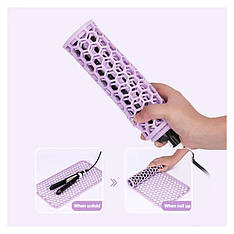 Термостійкий килимок силіконовий Соти для праски, плойки, гарячих перукарських інструментів (PK5) 21х10 см (бузковий)