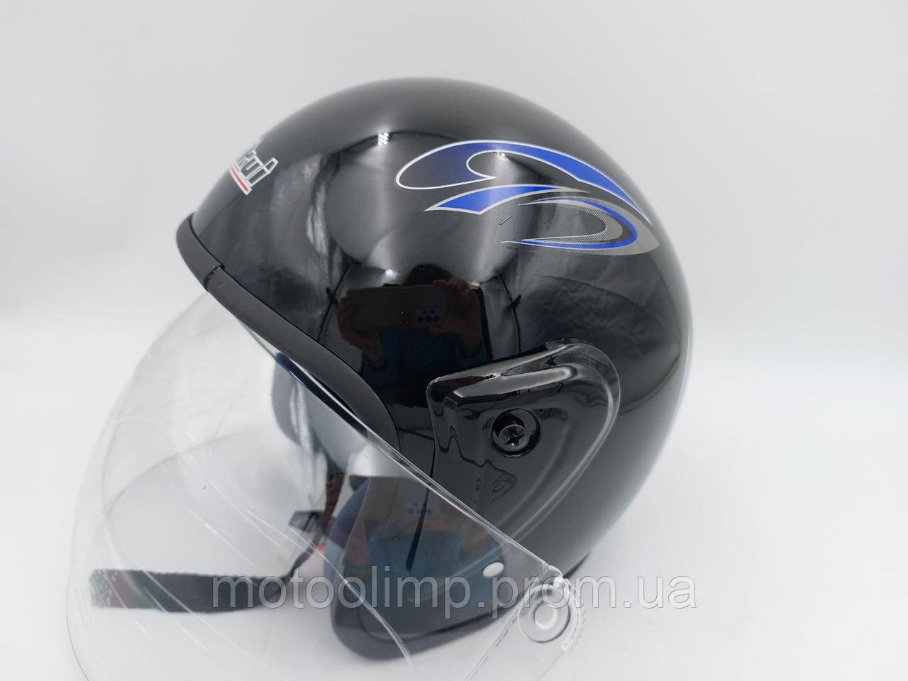 Мото шлем открытый для скутера и мотоцикла р.M-L (57-59см), летний Чорний