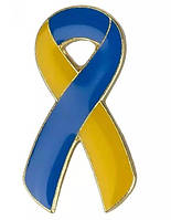 Патриотическая брошь-значок, Ukraine Ribbon, 2.7 х 1.5 см. Трендовый значок лента в цветах флага Украины.