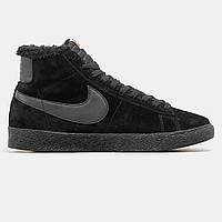 Зимние Мужские Кроссовки Nike Blazer High Black (Мех) 42-44-45