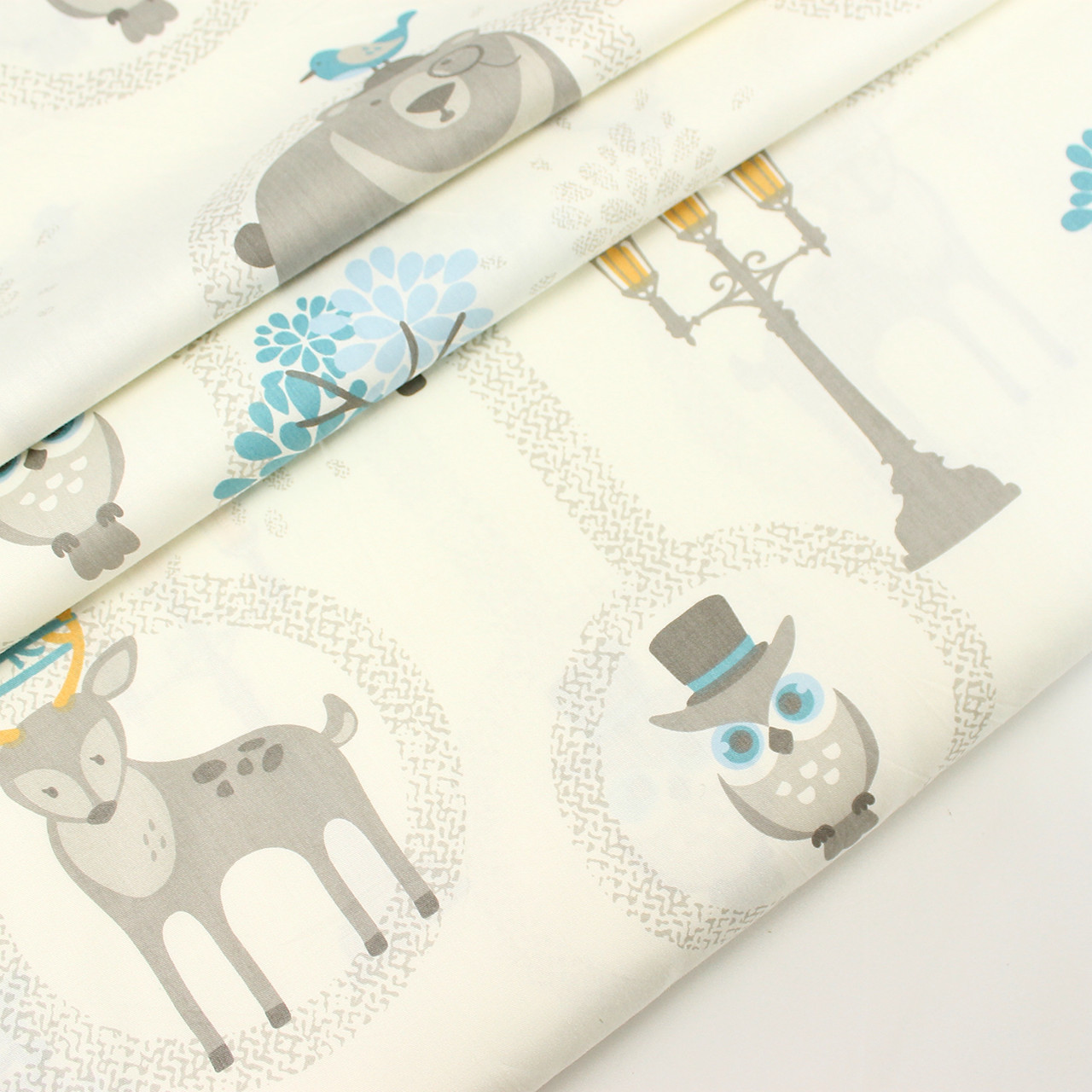 Сатин "Двірі з ліхтарями" фон айворі No 160-206 с, фото 1