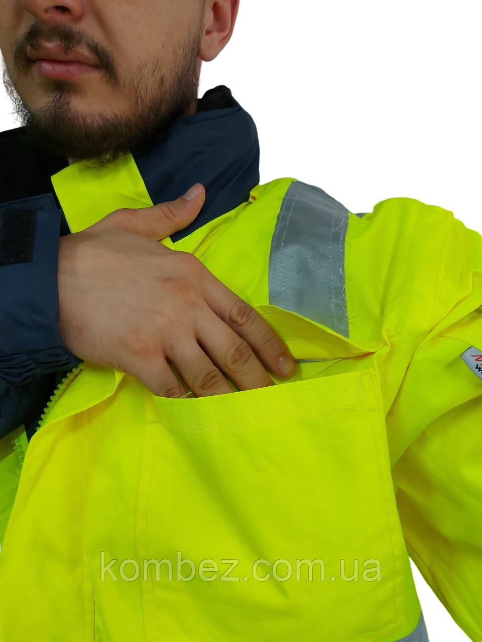 Куртка сигнальная утепленная LIME (4в1) ВО, лайм/темно-синий - фото 3 - id-p1979890500