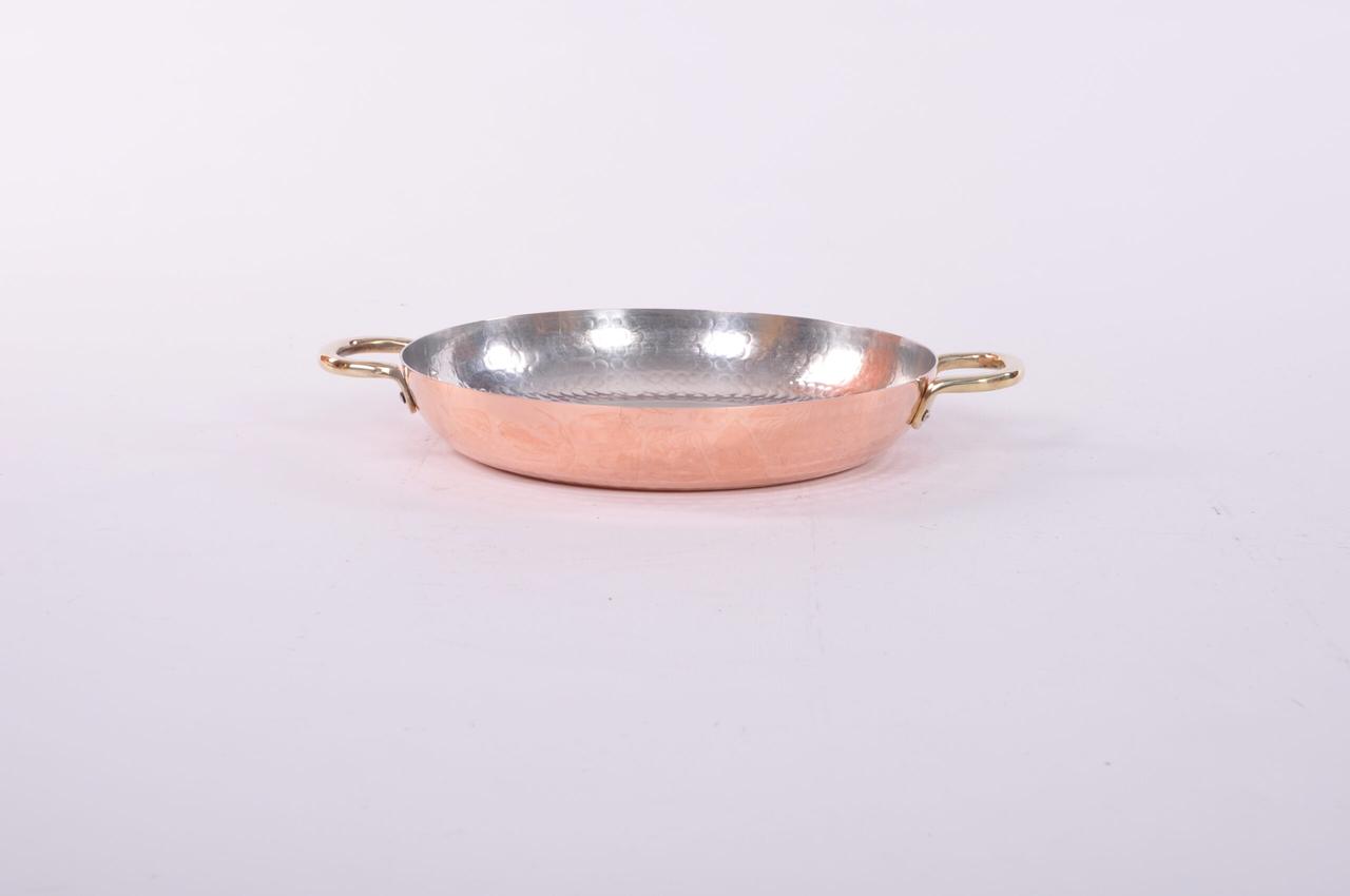 Мідна сковорода з бічними ручками латунними ручками 22 см., фото 1