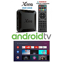 TV-Приставка X96Q 2/16GB ALLWINNER H313 (Android Smart TV BOX, Андроид Смарт ТВ Приставка, Андроїд тв бокс) SLIMBOX Android TV 10.0 (+100 грн)