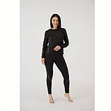 Комплект жіночої термобілизни Чорний розмір S - XL  ⁇  Термобілизна жіноча спортивна тепла (лонгслів + лосини), фото 2
