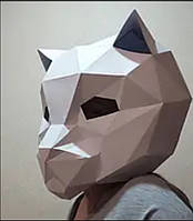 Маска карнавальная кіт кішка кішечка шолом конструктор із картону паперкрафт садочок школа утренник корпоратив