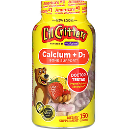 Вітаміни Calcium + D3 Bone Support Black Cherry Orange & Strawberry L'il Critters 150 жувальних таблеток