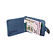 Блакитний дизайнерський затискач для грошей із натуральної матової шкіри, колекція "Mehendi Art", фото 4