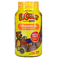 Vitamin D3 Bone Support Natural Fruit L'il Critters 190 жувальних таблеток