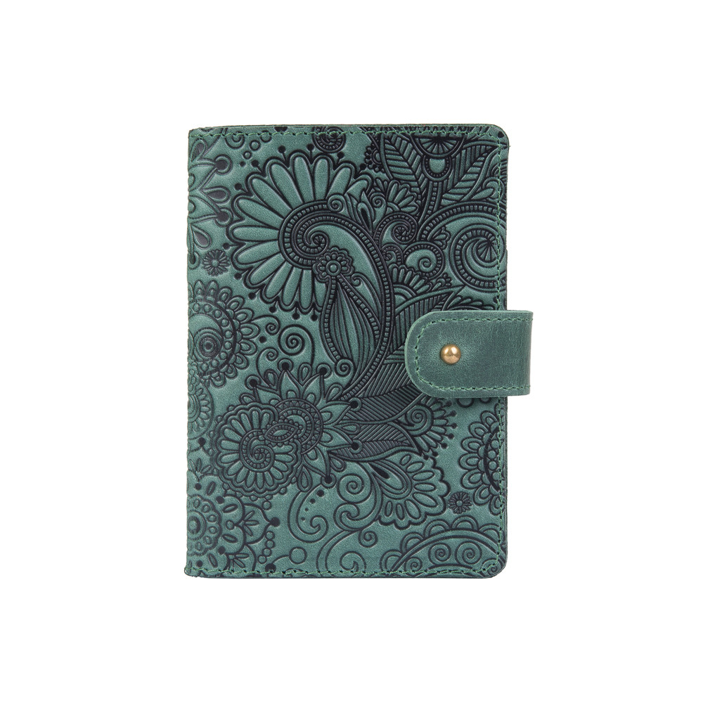 Шкіряне портмоне для паспорта/Od документів HiArt PB-03S/1 Shabby Alga "Mehendi Art"