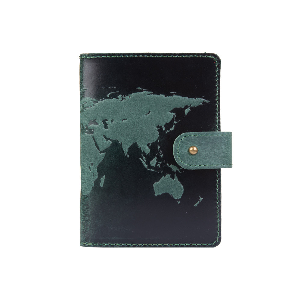 Шкіряне портмоне для паспорта/ ID документів HiArt PB-03S/1 Shabby Alga "World Map", фото 1