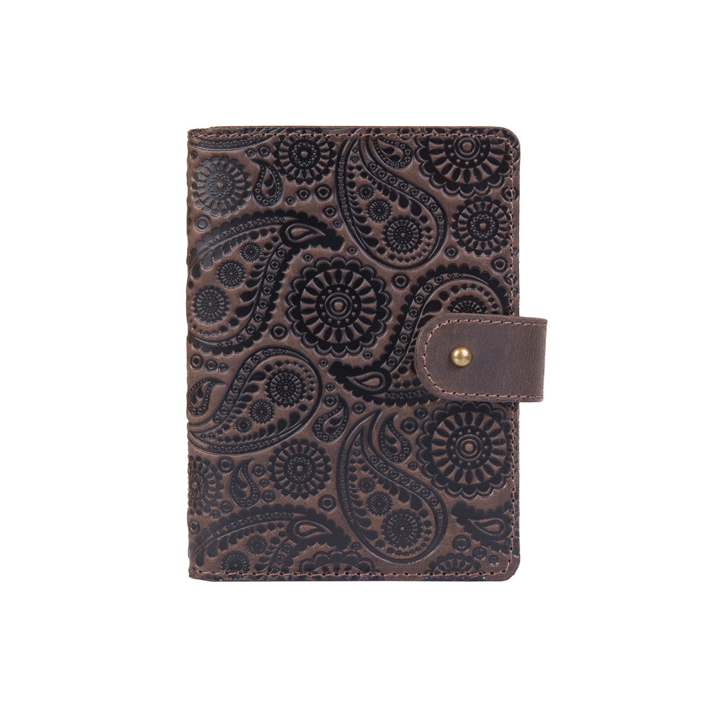 Шкіряне портмоне для паспорта / ID документів HiArt PB-03S/1 Shabby Gavana Brown "Buta Art"