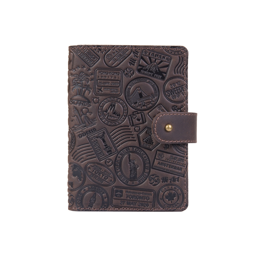 Шкіряне портмоне для паспорта/Od документів HiArt PB-03S/1 Shabby Gavana Brown "Let's Go Travel"