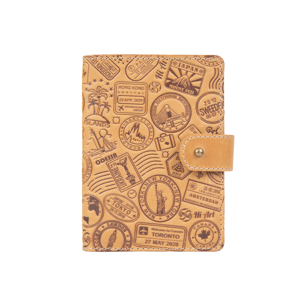 Шкіряне портмоне для паспорта/Od документів HiArt PB-03S/1 Shabby Honey "Let's Go Travel"
