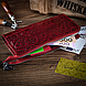 Гарний шкіряний гаманець на блискавці червоного кольору, колекція "Buta Art", фото 4