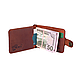 Гарний шкіряний затискач для грошей коньячного кольору з художнім тисненням "Let's Go Travel", фото 4