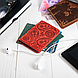 Дизайнерська обкладинка-органайзер для ID паспорта/карт із художнім тисненням "Buta Art", червоного кольору, фото 7