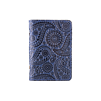 Дизайнерская обложка-органайзер для ID паспорта и других документов с глянцевой кожи голубого цвета