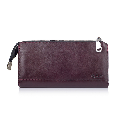 Гарний шкіряний гаманець на блискавці фіолетового кольору, фото 2