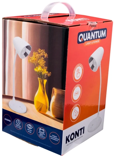 Настільна світлодіодна лампа з акумулятором Quantum KONTI QM-TL1050 LED 3W 200lm 3000-5500К USB 5V