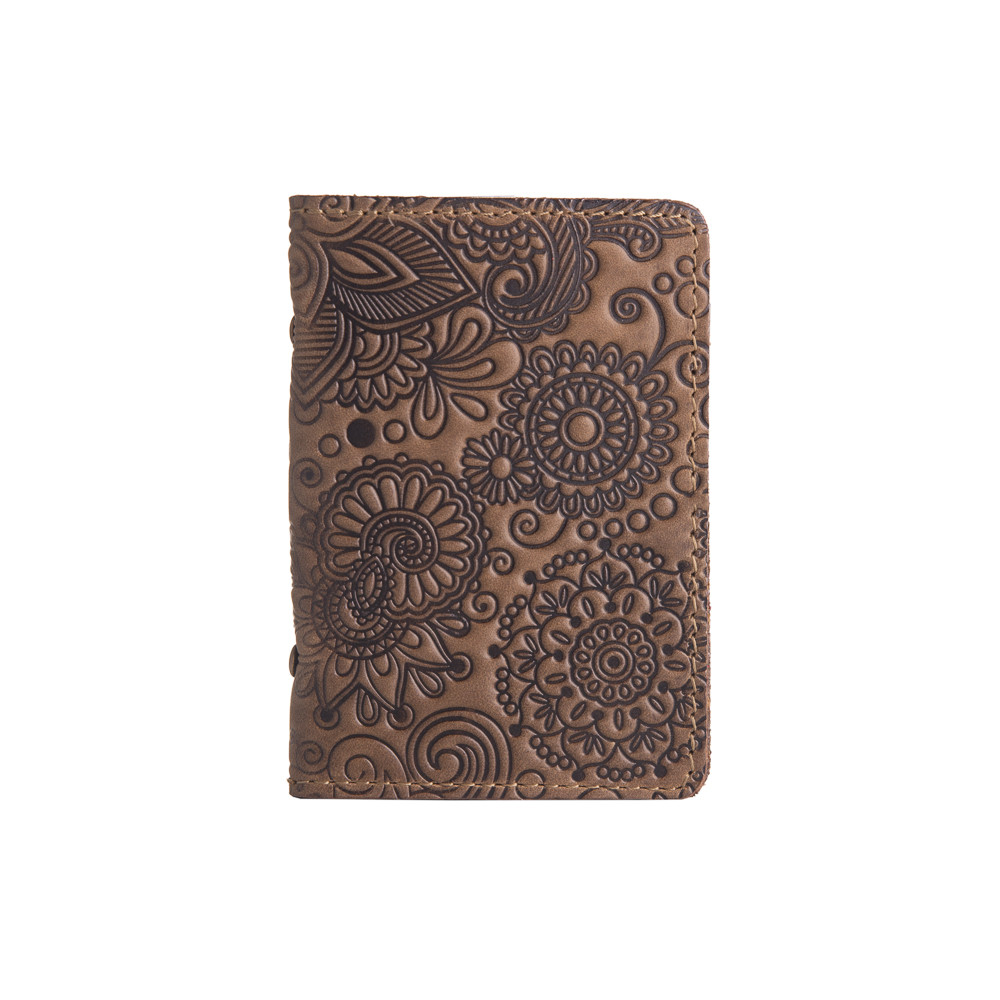 Дизайнерська обкладинка-органайзер для документів ( ID паспорт ) з оливкового кольору шкіри