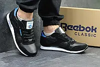 Мужские кроссовки Reebok Рибок Classic Leather since 1983. Черные с синим. Код товара Д - 4020 44