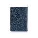 Дизайнерська шкіряна обкладинка для паспорта з відділенням для карток блакитного кольору, колекція "Mehendi Art", фото 2