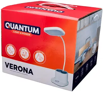 Настільна світлодіодна лампа з акумулятором Quantum VERONA QM-TL1061 LED 3.5W 450lm 4100К USB 5V 4000mAh з Power Bank