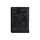 Дизайнерська шкіряна обкладинка для паспорта чорного кольору, колекція "7 wonders of the world", фото 2