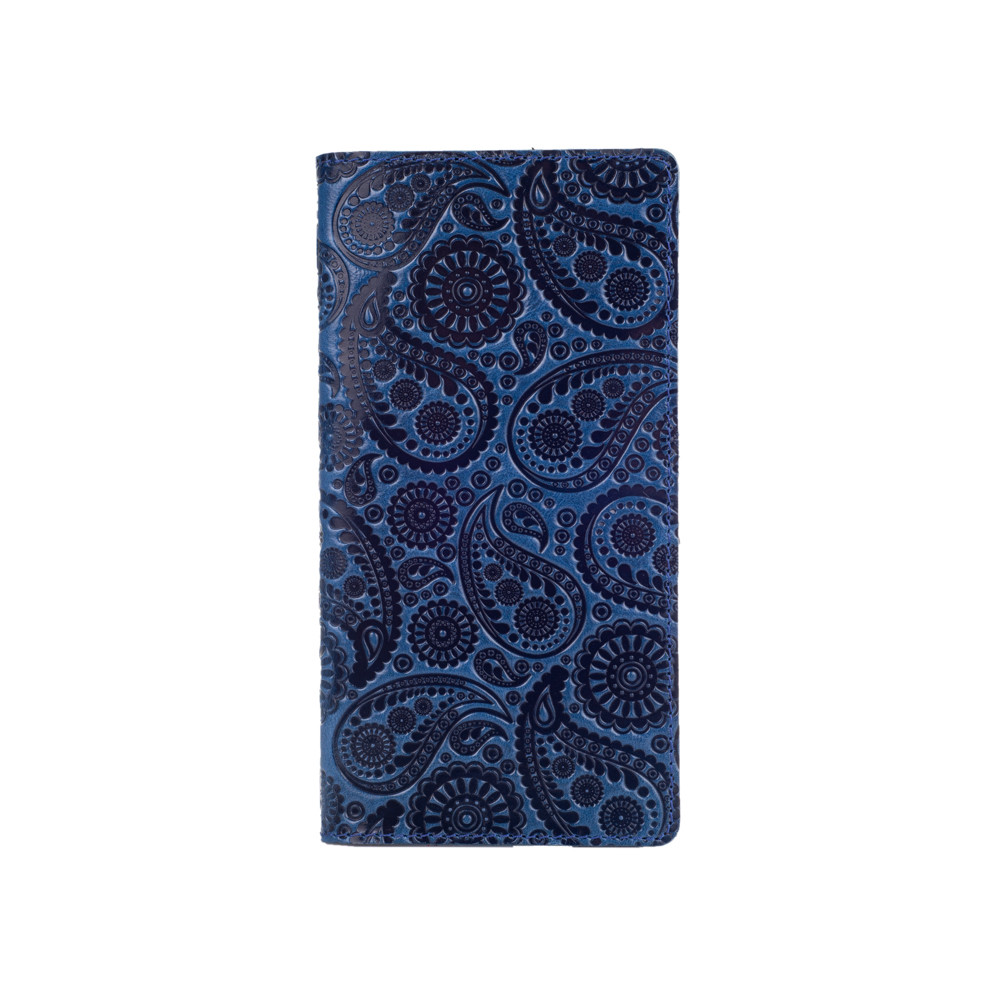 Дизайнерський блакитний гаманець із натуральної шкіри на кнопках, колекція "Buta Art"
