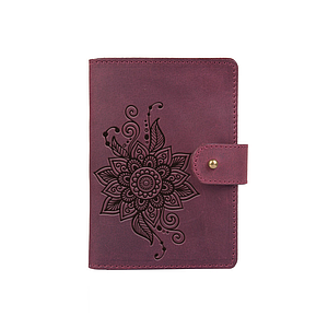 Шкіряне портмоне для паспорта / ID документів HiArt PB-03S/1 Shabby Plum "Mehendi Classic"