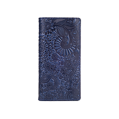 Дизайнерський блакитний гаманець з натуральної шкіри на кнопках, колекція "Mehendi Art"