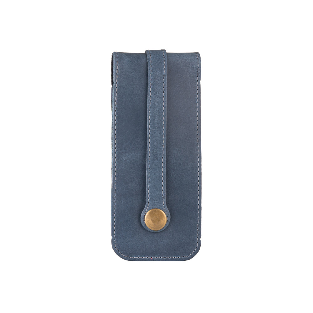 Довга блакитна ключниця з натуральної матової шкіри, фото 1