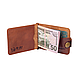 Шкіряний затиск для грошей світло-коричневого кольору з художнім тисненням "7 wonders of the world", фото 4
