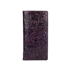 Шкіряний гаманець на кнопках, з натуральної шкіри темно фіолетового кольору, колекція "let's Go Travel"
