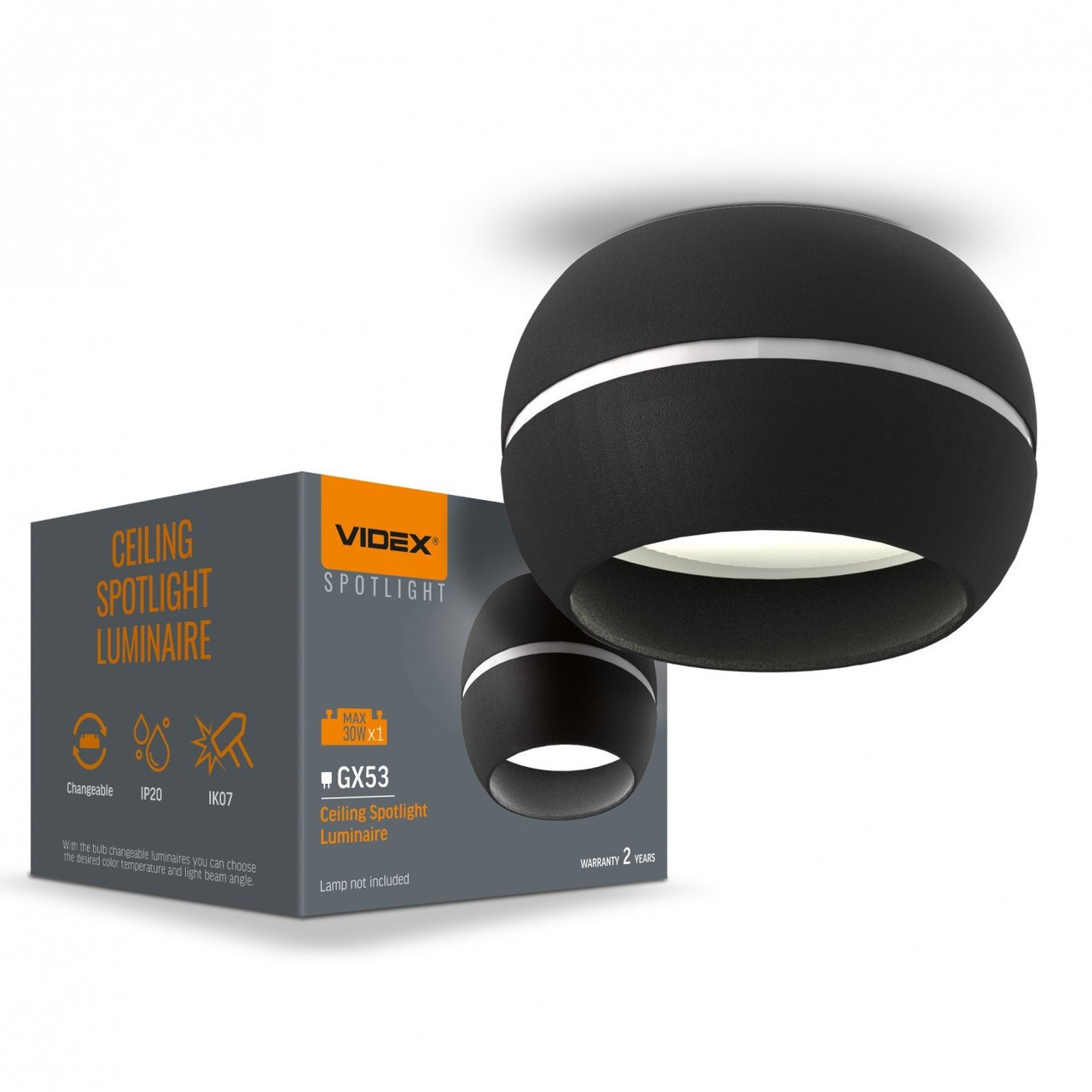 Світильник накладний Videx SPF16A під лампу GX53 IP20 чорний VL-SPF16A-B