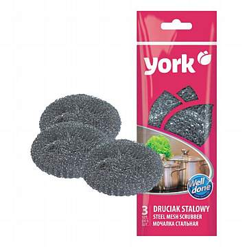 Губка для посуду 3 шт., стальна 36 г, ТМ York