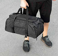 Мужская спортивная сумка TRAINING черная дорожная с отделом для обуви на 27 литров