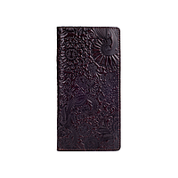 Эргономический дизайнерский коричневый кожаный бумажник на 14 карт, коллекция"Mehendi Art"