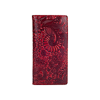 Эргономический дизайнерский красный кожаный бумажник на 14 карт, коллекция "Mehendi Art"