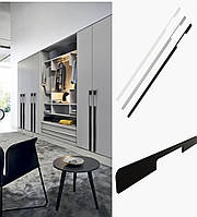 Довгі меблеві ручки профіль для відкривних шаф Bravo Long D 1056/1200мм чорні накладні.