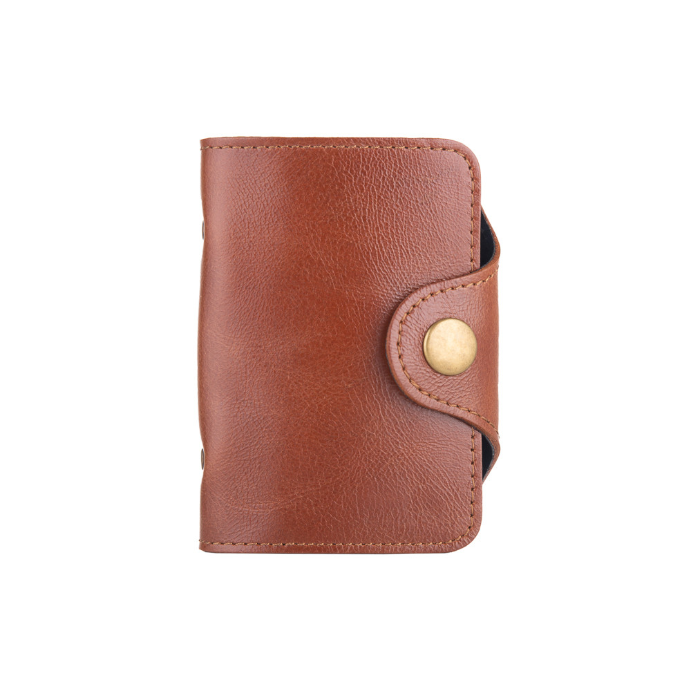 Ергономічний картхолдер із натуральної глянсової шкіри бурштинового кольору, фото 1