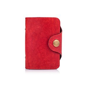 Ергономічний картхолдер з натуральної матової шкіри червоного кольору